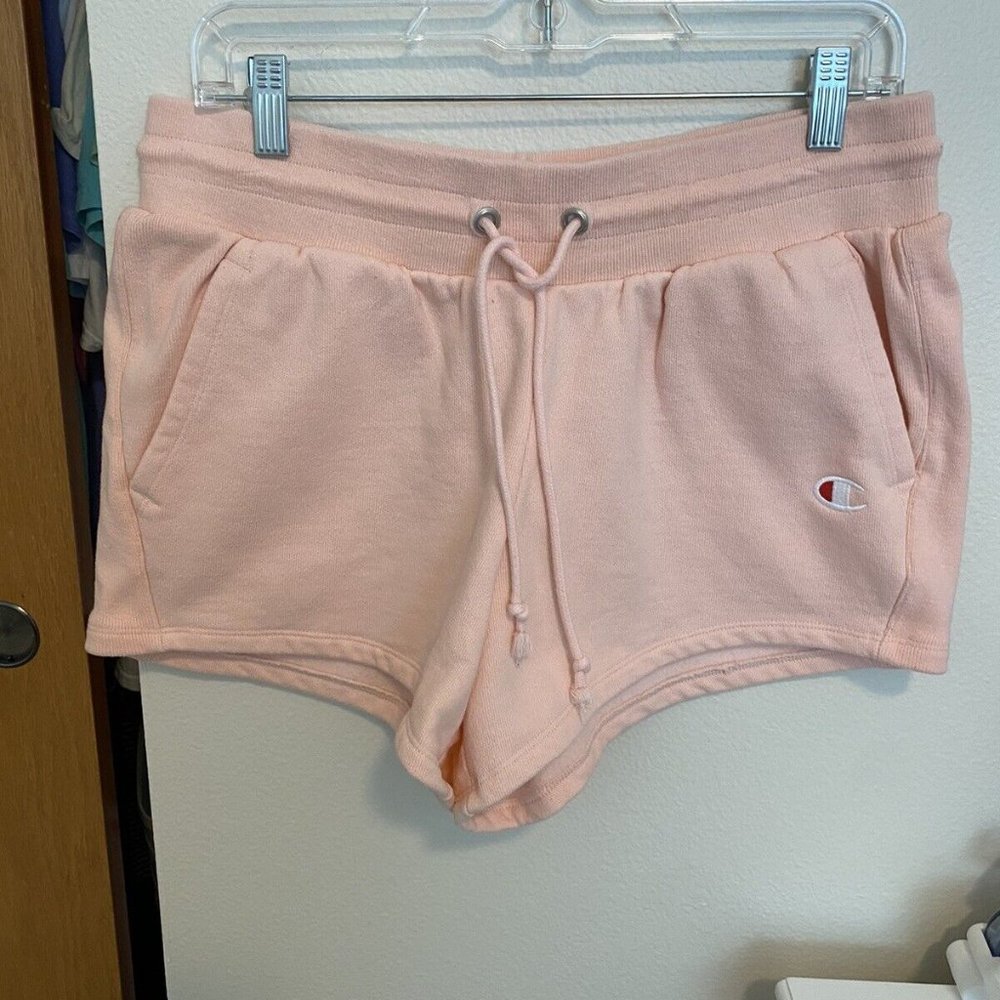 Champion Reverse Weave Sweat Shorts Womens - size Large - Pink Peach